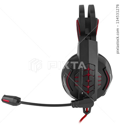 computer wired headphones, on a white background in insulation 134531276