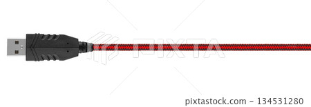 cable with USB plug, insulated on white background 134531280