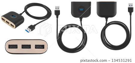 USB-C Hub multifunction station, on white background in isolation 134531291