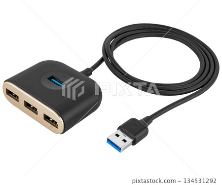 USB-C Hub multifunction station, on white background in isolation 134531292