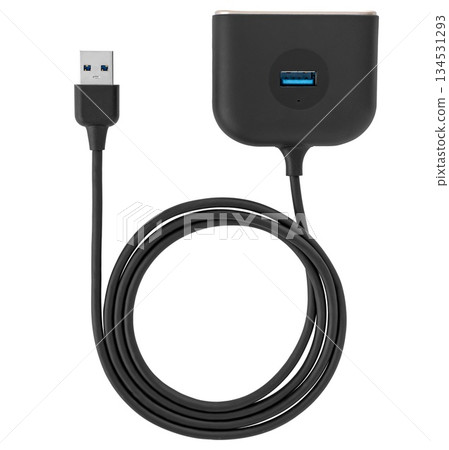 USB-C Hub multifunction station, on white background in isolation USB-C Hub multifunction station, on white background in isolation 134531293