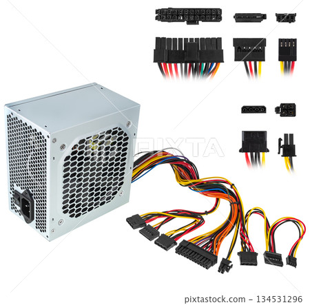 computer power supply, on white background in insulation computer power supply, on white background in insulation 134531296