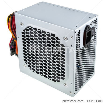 computer power supply, on white background in insulation 134531300