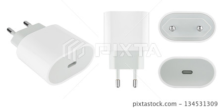 power adapter for the phone, on a white background in insulation power adapter for the phone, on a white background in insulation 134531309
