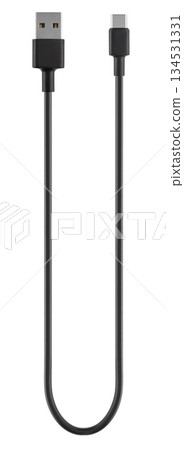 cable with USB and Type-C connector, insulated on white background cable with USB and Type-C connector, insulated on white background 134531331