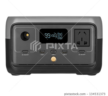 Portable charging power station, on white background in insulation Portable charging power station, on white background in insulation 134531373