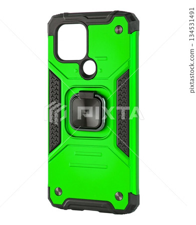 Silicone shockproof phone case, with ring holder, white background in insulation 134531491