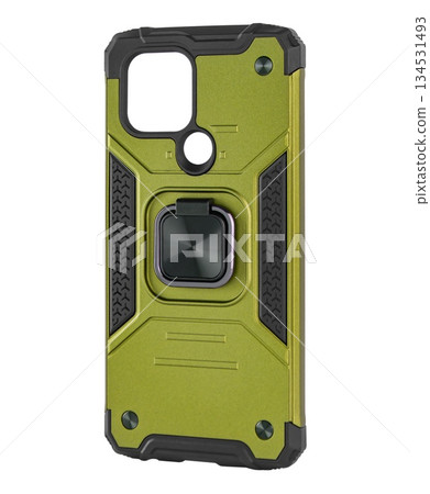 Silicone shockproof phone case, with ring holder, white background in insulation 134531493