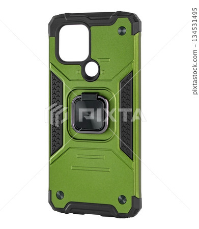 Silicone shockproof phone case, with ring holder, white background in insulation 134531495