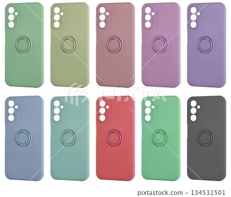 Silicone phone case, with ring holder, white background in insulation 134531501