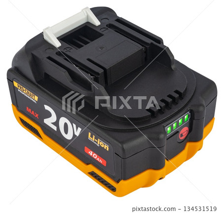 20 volt ProCraft cordless grinder battery, insulated on white background. 20 volt ProCraft cordless grinder battery, insulated on white background. 134531519