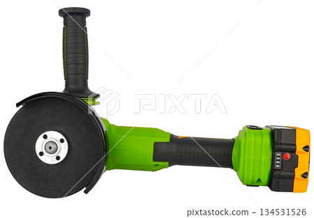 ProCraft battery powered angle grinder angle grinder on white background in insulation. ProCraft battery powered angle grinder angle grinder on white background in insulation. 134531526