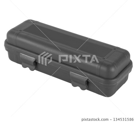 plastic waterproof container, on a white background in insulation plastic waterproof container, on a white background in insulation 134531586