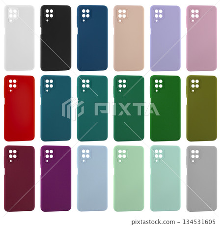 Silicone phone case, white background in insulation 134531605