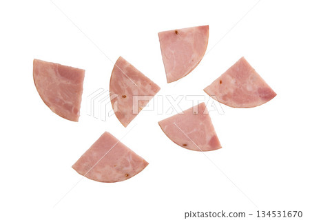 round pieces of ham isolated round pieces of ham isolated 134531670