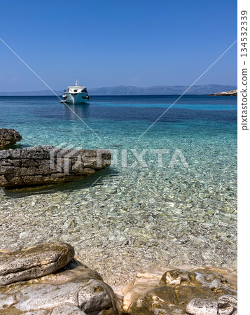 Croatia Proizd island beach crystal clear water Croatia Proizd island beach crystal clear water 134532339