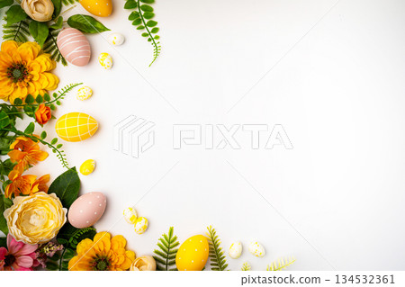 Happy Easter concept with easter eggs 134532361