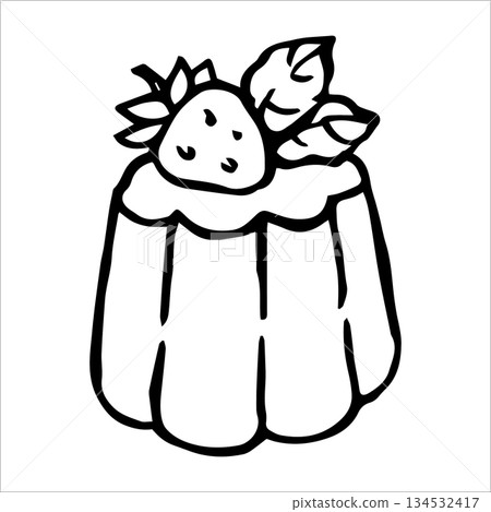Dessert, cream cake. Doodle style vector illustration. Dessert, cream cake. Doodle style vector illustration. 134532417