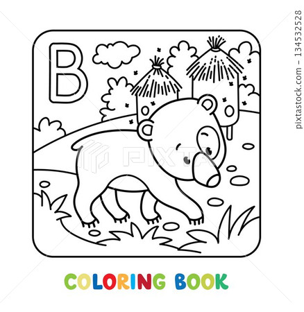 Funny bear coloring book. Alphabet B 134532528