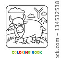 Funny yak. Animals coloring book for kids 134532538