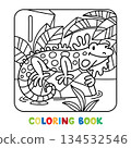 Funny iguana. Animals coloring book for kids 134532546