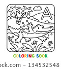 Funny alligator. Animals coloring book for kids 134532548