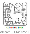 Funny lama. Animals coloring book for kids. ABC 134532550
