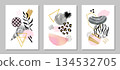 Set of trendy minimalist posters with geometrical shapes. Wall art design 134532705