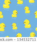 Seamless little yellow ducks pattern. Baby print 134532711