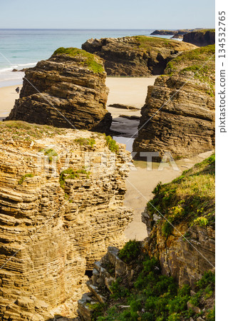Ocean at low tide. Cathedrals Beach in Galicia Spain. Ocean at low tide. Cathedrals Beach in Galicia Spain. 134532765