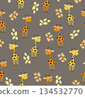 Seamless African pattern with cartoon giraffes. Vector print for kids 134532770
