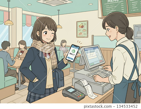 高中女生用智慧型手機支付 134533452