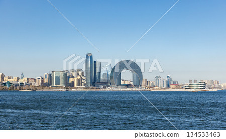 A serene waterfront of Baku, Azerbaijan. Modern cityscape 134533463