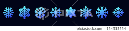 Elegant blue snowflake designs on dark background 134533534