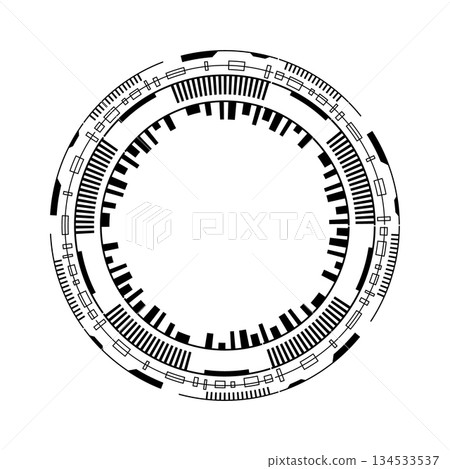 Futuristic circular frame with geometric elements for design projects Futuristic circular frame with geometric elements for design projects 134533537