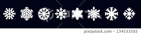 Elegant snowflake collection on dark background for holiday design Elegant snowflake collection on dark background for holiday design 134533583