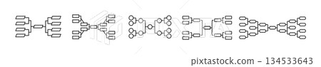 Tournament chart icons collection for sports and competitions Tournament chart icons collection for sports and competitions 134533643