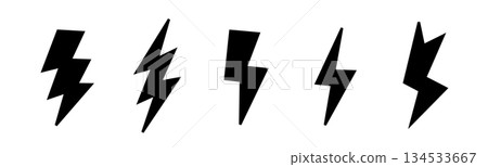 Bold lightning bolt icons for graphic design projects Bold lightning bolt icons for graphic design projects 134533667