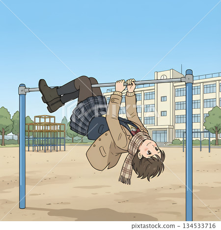 高中女生做單槓 134533716