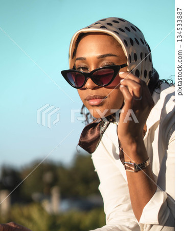 Stylish Woman and Sunglasses Stylish Woman and Sunglasses 134533887
