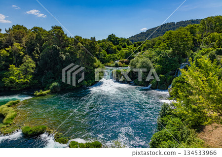 Waterfalls Krka, Croatia. Natural Waterfalls. Krka National Park, Croatia Waterfalls Krka, Croatia. Natural Waterfalls. Krka National Park, Croatia 134533966