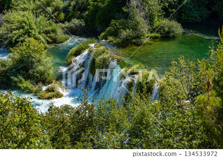 Waterfalls Krka, Croatia. Natural Waterfalls. Krka National Park, Croatia 134533972