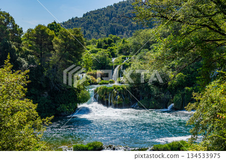 Waterfalls Krka, Croatia. Natural Waterfalls. Krka National Park, Croatia 134533975