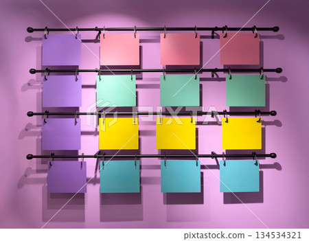 Rows of pastel paper canvases create harmony perfect for product mockups and color research 134534321