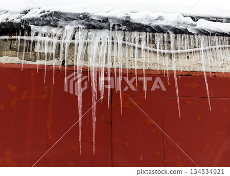 icicle, frozen water icicle, frozen water 134534921