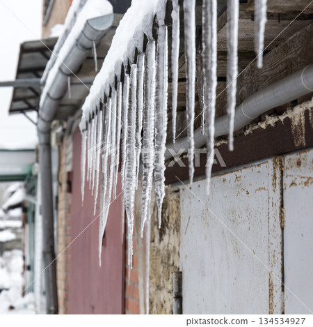 icicle, frozen water icicle, frozen water 134534927