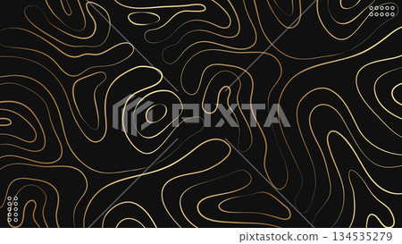 Gold Line Topography Map Contour Black Background Luxury Design.Vector Illustration Gold Line Topography Map Contour Black Background Luxury Design.Vector Illustration 134535279