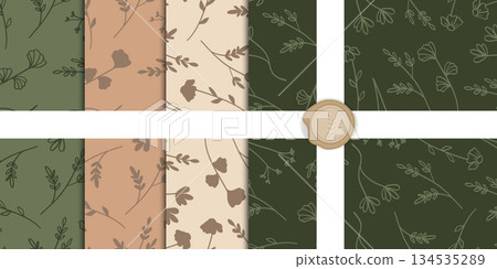 Seamless Pattern Botanical and Flowers Decorative Element Vintage Bundle.Vector Illustration 134535289