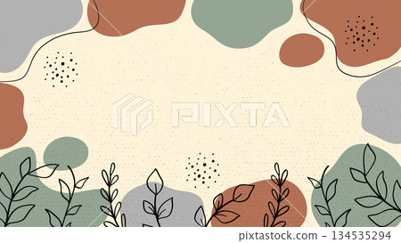 Bohemian Plants Stones Pastel Color Banner Background. 134535294