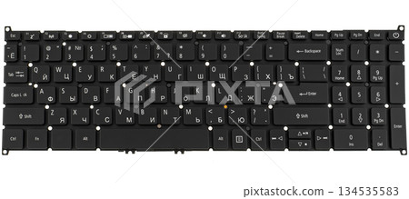 Laptop keyboard, laptop spare part, on white background in insulation Laptop keyboard, laptop spare part, on white background in insulation 134535583